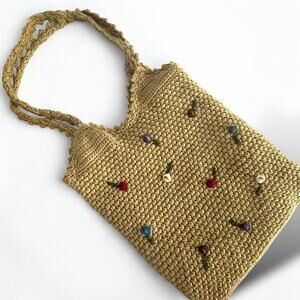Y2K Woven Shoulder bag hand sewn  Flowers